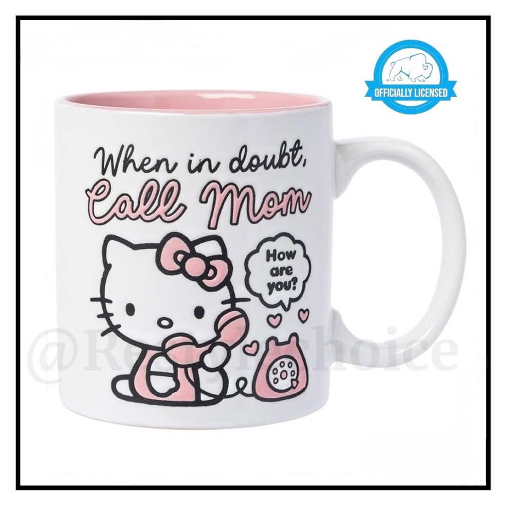 Sanrio Hello Kitty "When in Doubt, Call Mom" ​​Wax-Resistant Ceramic Mug